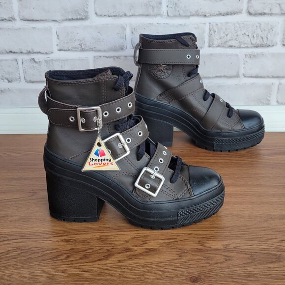 ⭐Converse Chuck 70 De Luxe Heel Leather Buckles Sz 5 Men's Boots Brown A12209C⭐ - Picture 2 of 9